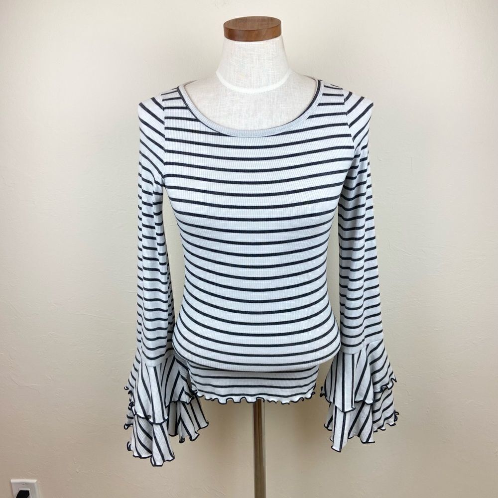 Free People Ribbed Bell-Sleeve Top